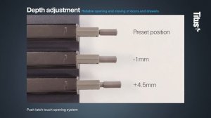 Titus Push Latch - push opening system for handleless doors and drawers. Touch to open cabinets.