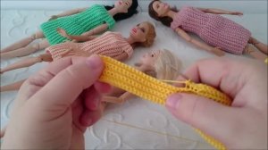 Одежда для куклы крючком Платье резинка