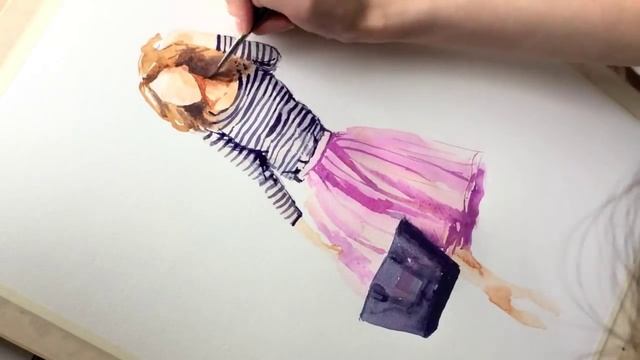 Как нарисовать девушку акварелью без карандашного наброска смотреть онлайн