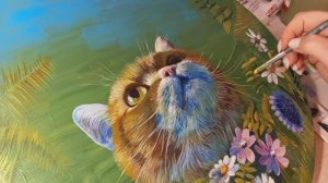 Как нарисовать кота акриловыми красками. Пошаговое написание картины в ускоренном времени