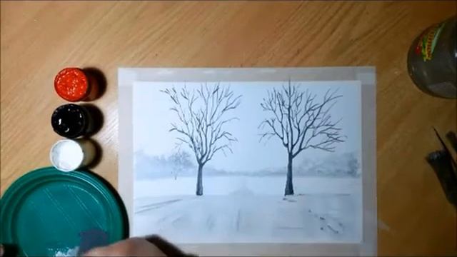 Рисунки гуашью поэтапно для начинающих видео уроки Красный зонт Drawings gouache in stages for begi смотреть онлайн