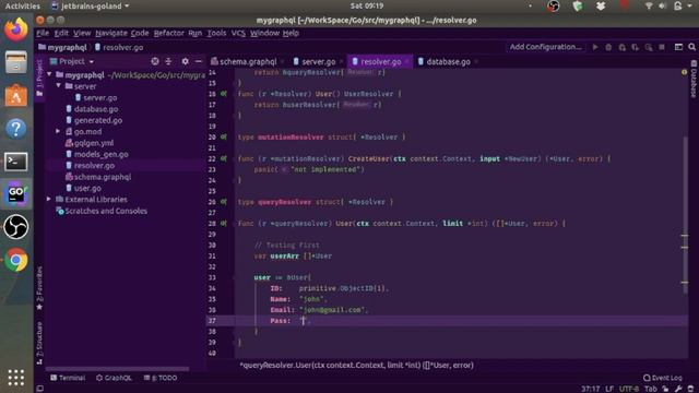 Create a GraphQL with MongoDB Go