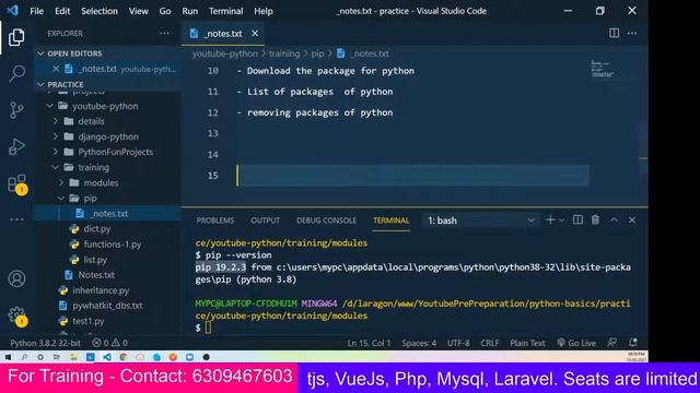 PYTHON TUTORIALS IN TELUGU - PIP