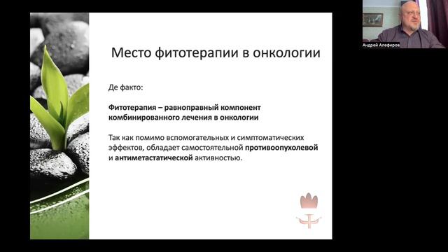 Место и ожидаемая эффективность фитотерапии онкологических больных. Алефиров А.Н.