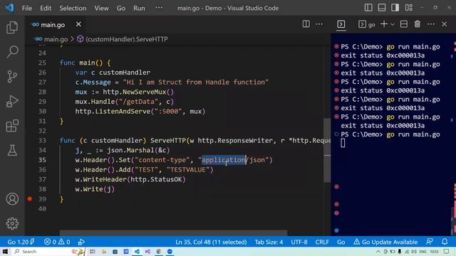 Rest api with go | Handle in go | Golang API tutorial