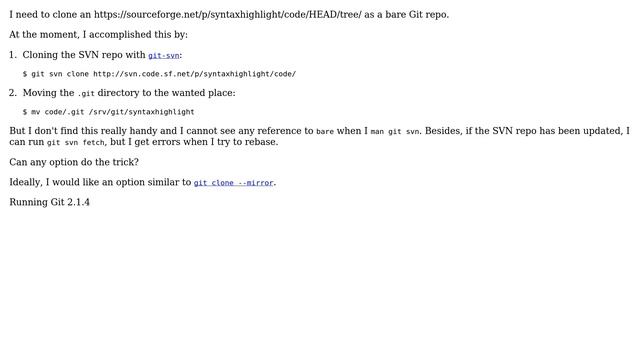 Can an SVN repository be cloned as a Git bare repository with a simple command? смотреть онлайн