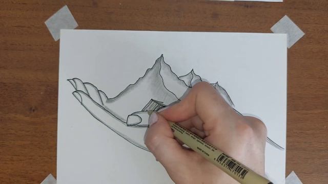 Красивый рисунок простым карандашом и линером.  Идеи для рисунков