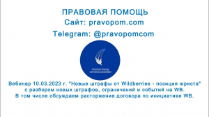 Вебинар 10.03.2023 г. Новые штрафы от Wildberries - позиция юриста c разбором штрафов и блокировок.