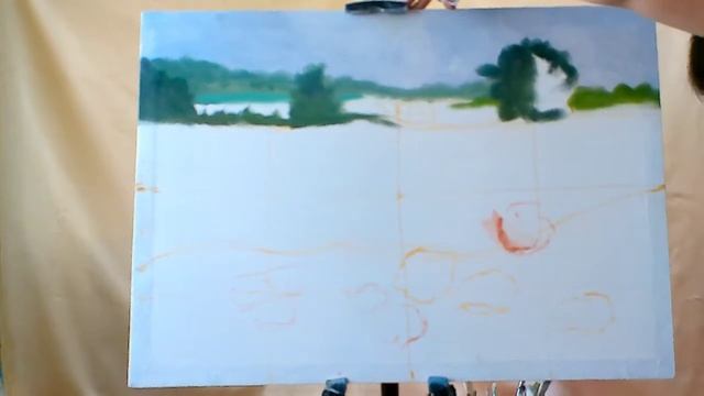 ?Часть-1 Рисуем картину маслом "Маки", видеоурок для начинающих смотреть онлайн