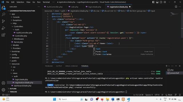 Laravel Tutorial 7 - Login, Registration and Logout with PHP Laravel 10(हिन्दी)