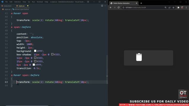 Delete Button Micro-Interaction Animation Effects | CSS & Javascript