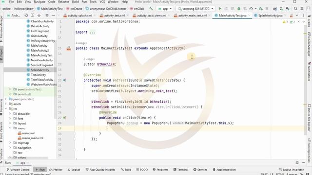 Android Studio Tutorial: Android Popup Menu with Examples | #earnvbes #androidstudio #howto