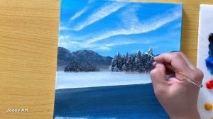 Winter Scenery Painting / Acrylic Painting for Beginners / STEP by STEP #342