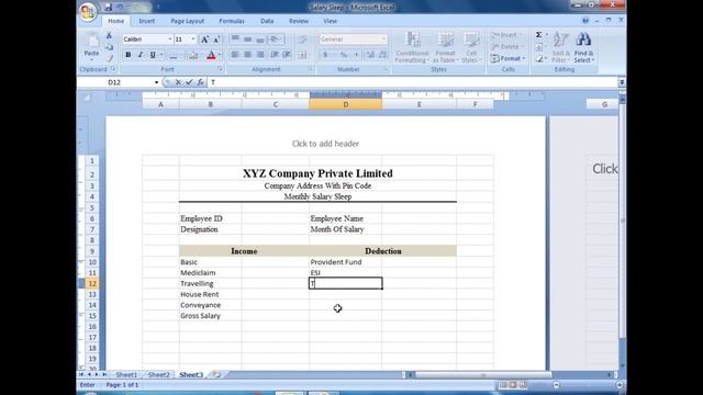 MS Excel Tutorial - How To Create A Salary Slip In MS Excel - Excel Online - Excel Training