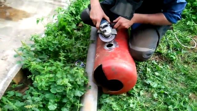 Печь из газового баллона для каркасно щитовой бани