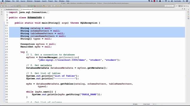 Java JDBC Tutorial – Part 8: JDBC Database MetaData with MySQL смотреть онлайн