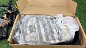 Swat weapon toy set unbox test, M249 machine gun, M416 rifle, Desert Eagle pistol, flash goggles