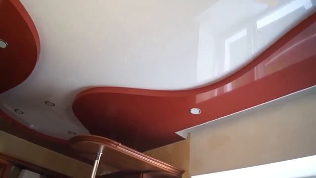 5  Двухуровневый натяжной потолок на кухне Potolochek Trim