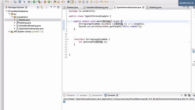 Java 8 Lambda Basics 10 - Type Inference смотреть онлайн
