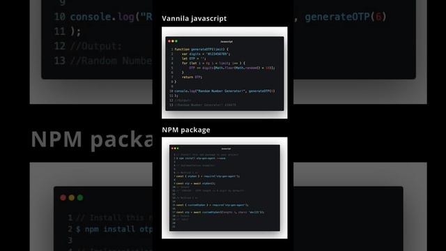 Customer OTP generator in javascript with & without NPM #webdevelopment #coding #javascript #npm