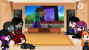 Rainimator friends react to Player vs Piglin Steve & Alex Life From Squard Media