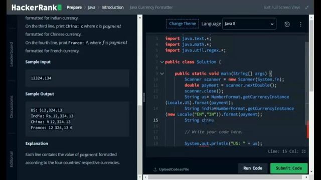 Java Currency Formatter HackerRank Solution