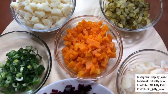 3d vinaigrette salad made in style 3d jelly cake TUTORIAL