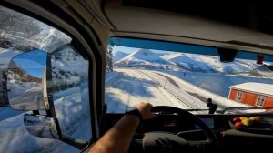 Norway 4K60 POV Winter Truck Driving Kråkmofjell E6 Volvo FH540 8x4 Tridem