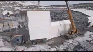 Строительство склада для мега-проекта «Арктик СПГ2» в Мурманской области.
