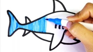 Сурет салу акула | Песенка Бейби шарк ту ту ру ру ру | Как нарисовать акулу весело  Акуленок
