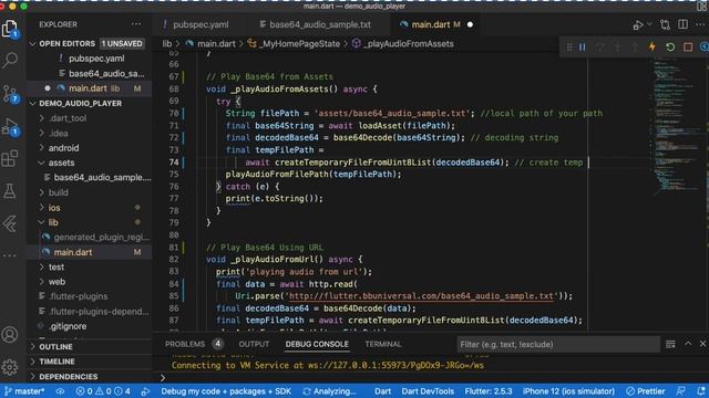 Base64 Audio play in Flutter using AudioPlayer | iOS смотреть онлайн