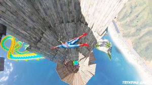 GTA 5 TIGER CROCODILE Water Slides SPIDERMAN WATER RAGDOLLS (Euphoria Ragdolls) ep.4