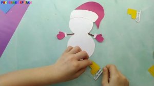 Снеговик на коньках из цветной бумаги.Зимняя аппликация для детей.