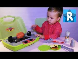 ★ Игрушечный Барбекю. Распаковка. Готовим Курицу на гриле. Toy Barbecue Grill play Cooking BBQ