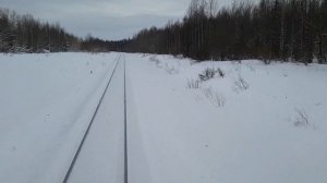 Зимнее утро на севере|Вид из кабины машиниста поезда