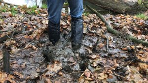 High Leather Boots with Fringe in Deep Mud