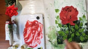 Нарисовать РОЗУ мастихином(ускоренно)