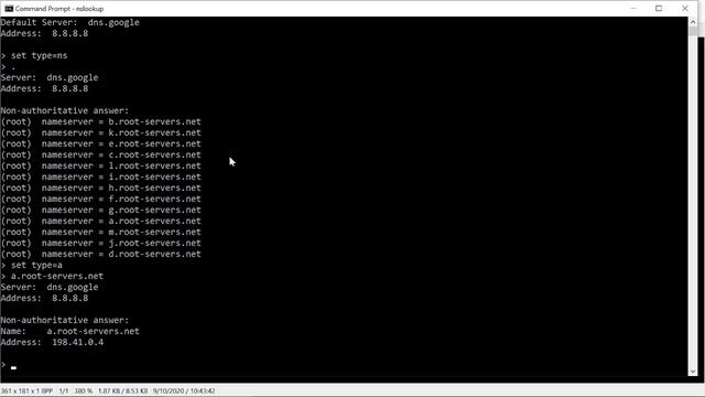 Using NSLOOKUP to query ROOT DNS servers смотреть онлайн