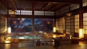 Japanese Onsen-Water Sounds with Piano, Flute and Koto Music for Sleep, Meditation, Study
