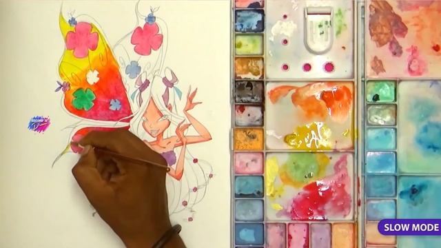 How to draw Flora Believix from Winx Club | Slow mode смотреть онлайн