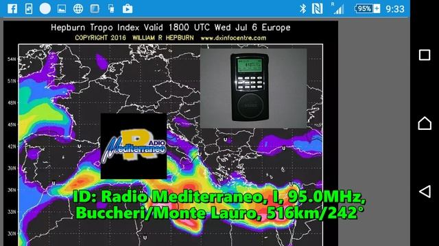 07.07.2016 09:15UTC, [Tropo], Radio Mediterraneo, Buccheri, Италия, 95.0МГц, 516км