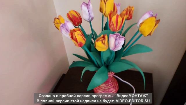 Обзор БУКЕТА ТЮЛЬПАНОВ с подсветкой. Нет в наличие, сделаю НА ЗАКАЗ, с учетом ваших пожеланий.