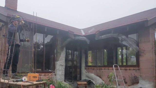 Отделка беседки арт-бетоном. Делаем каркас и наносим первый слой. смотреть онлайн