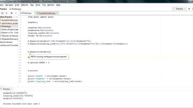 Optimization of buckling problem statement having weight constrained by python. смотреть онлайн