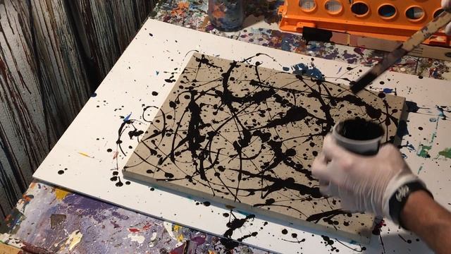 Jackson Pollock Acrylic Painting on Linen Canvas First Time