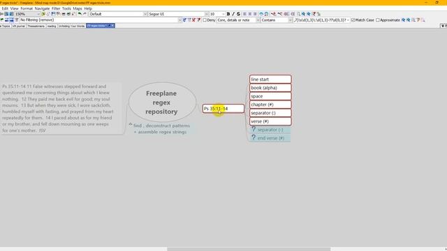 Simplifying Regular Expressions (regex) In Freeplane