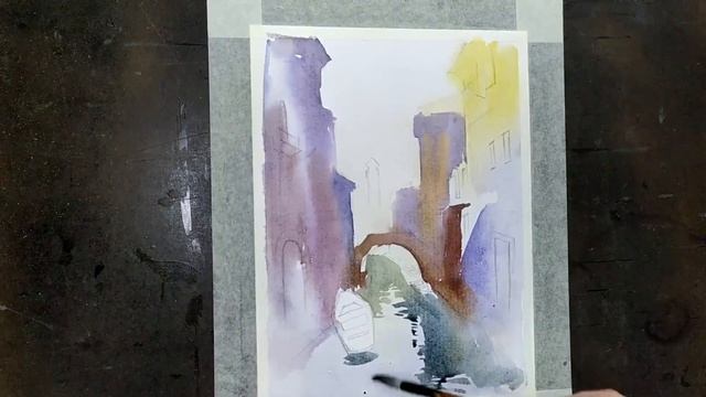Городской пейзаж Венеции акварелью Уроки рисования ARTIX смотреть онлайн
