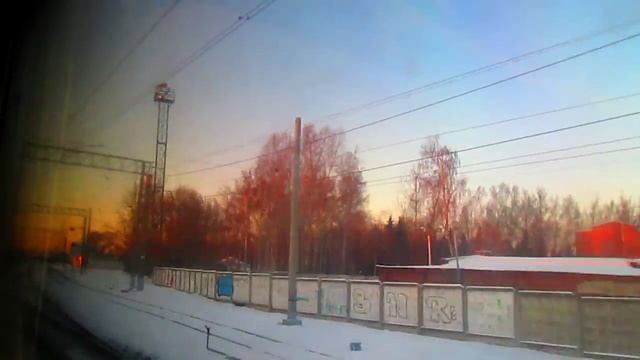 Поезд 29Н "Кузбасс" Кемерово-Москва 06.01.2015. Закат. Циолковская-Щёлково-Соколовская смотреть онлайн