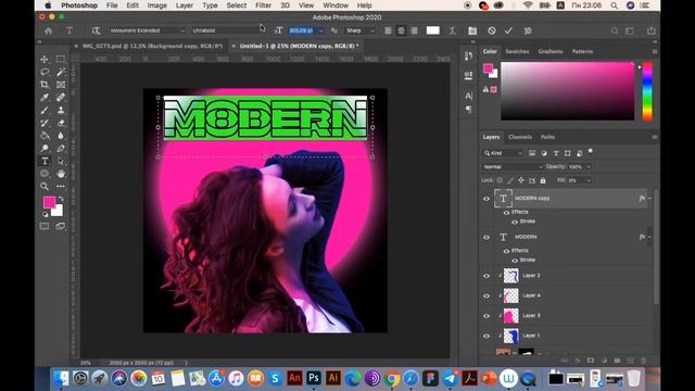Как сделать неоновый эффект в Фотошопе / фото коллаж неон / Adobe Photoshop смотреть онлайн