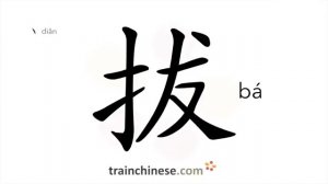 拔 (bá) pull out; stand out; draw; select; choose; extract